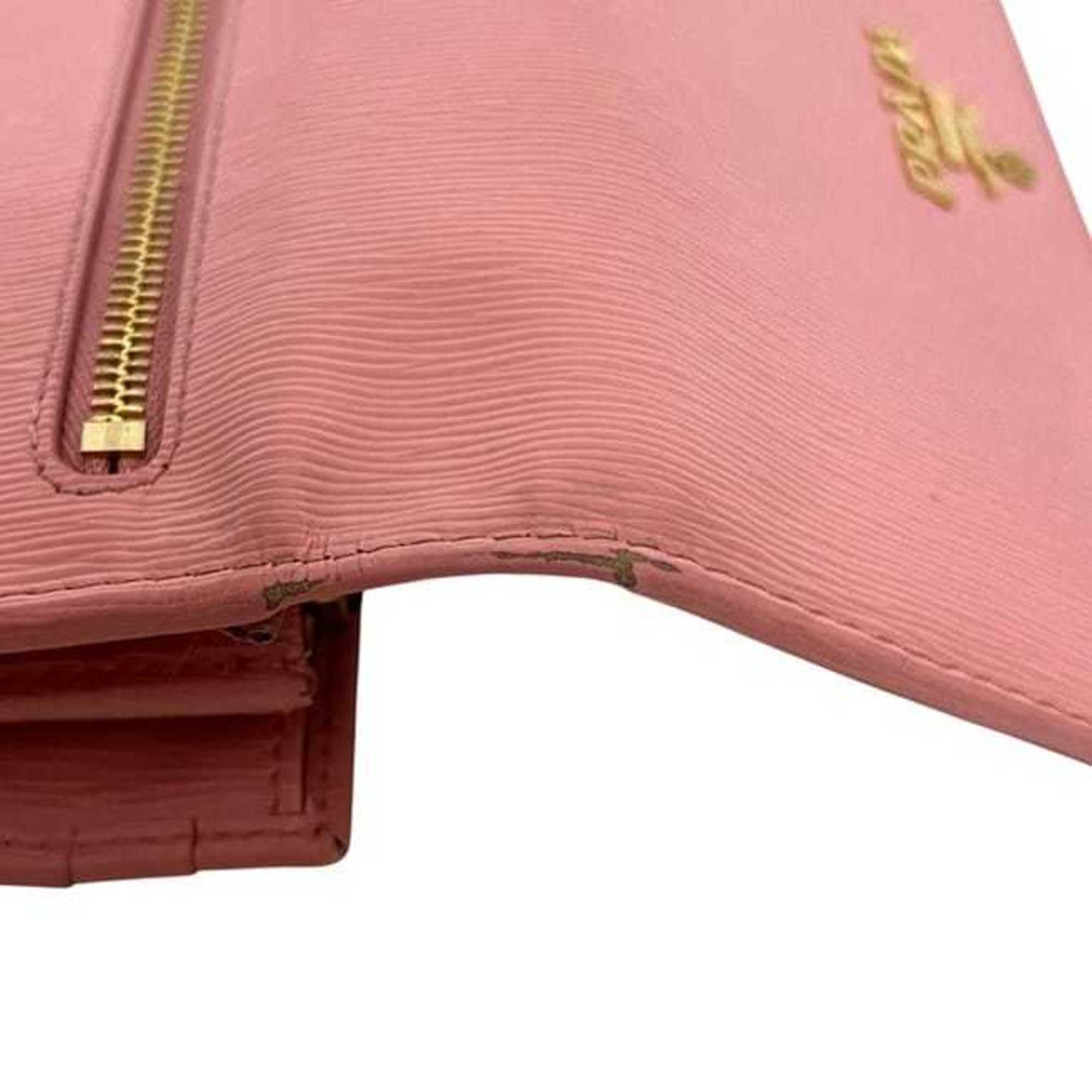 Prada Pink Leather Long Wallet (Bi-Fold)