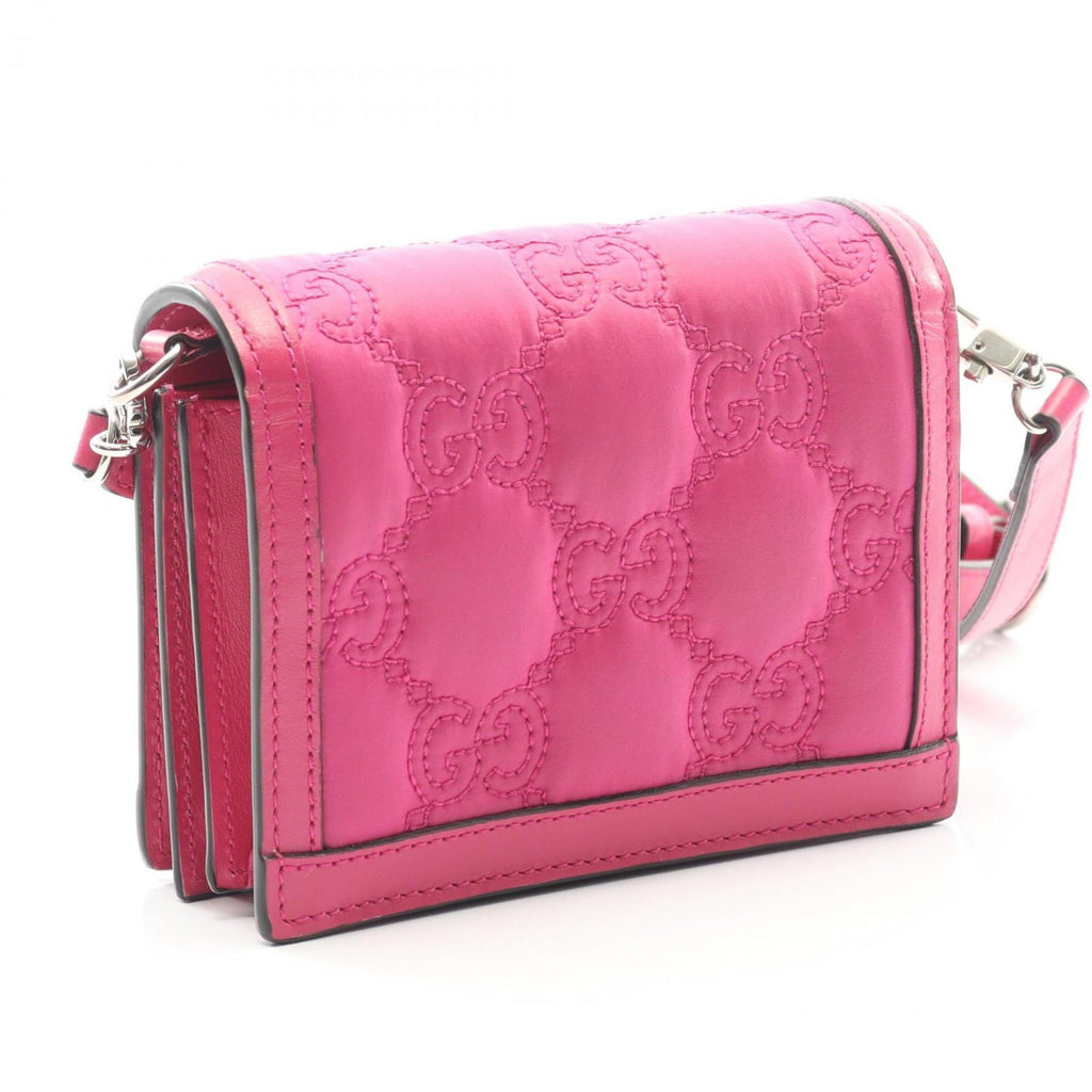Gucci Pink Nylon Leather Shoulder Bag (Pre-Owned)