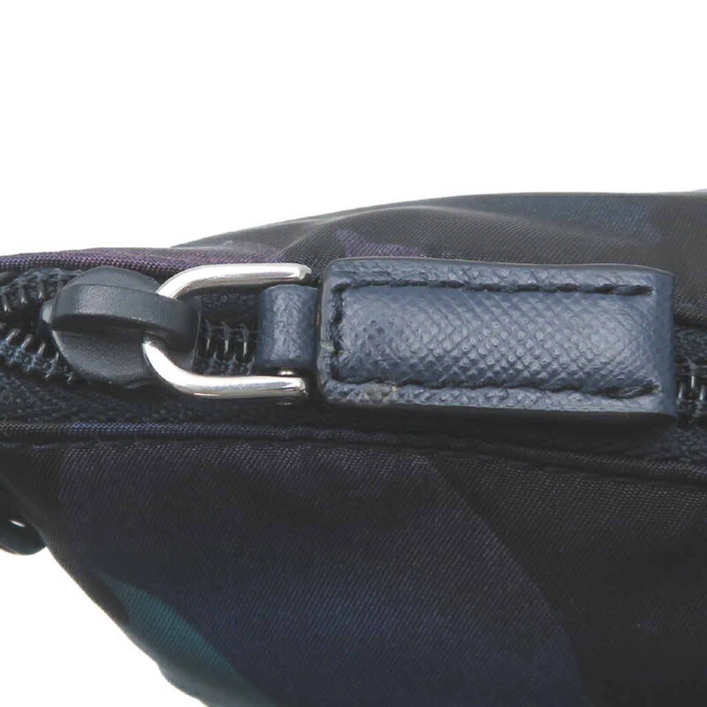 Prada Blue Nylon Leather Tote Bag
