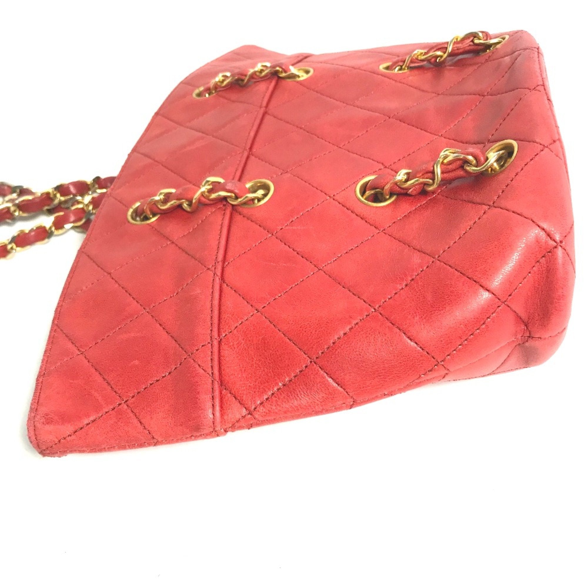 Chanel Red Leather Shoulder Bag