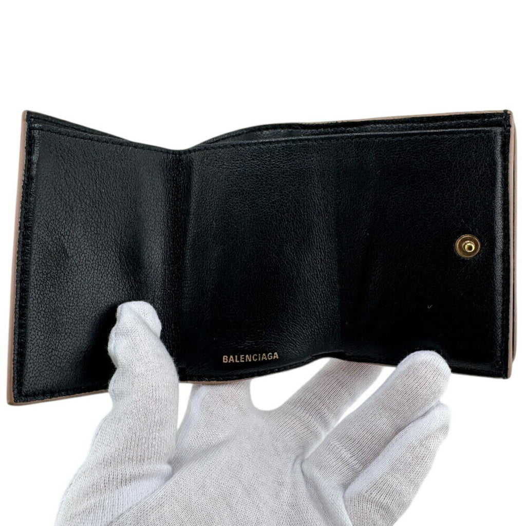 Balenciaga Beige Leather Wallet (Tri-Fold)