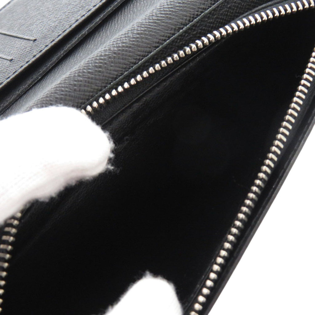 Louis Vuitton Black Noir Taiga Leather Leather Long Wallet