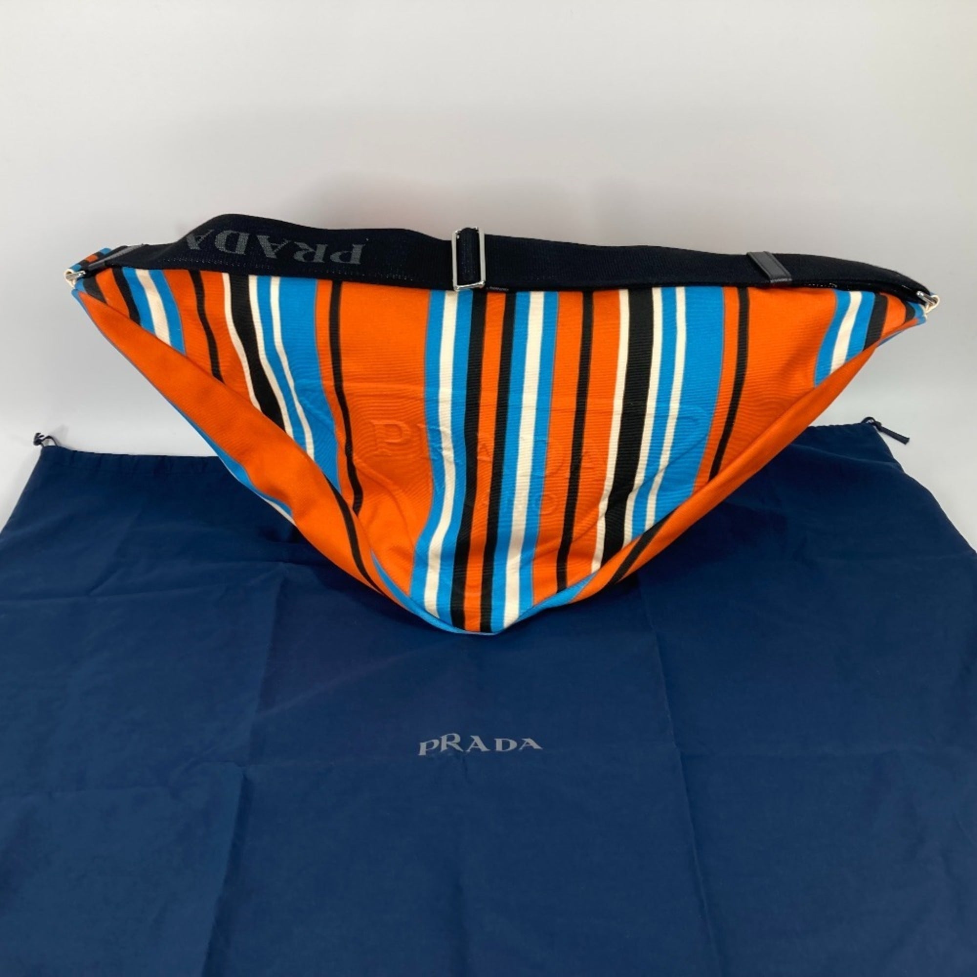 Prada Black Blue Orange Canvas Shoulder Bag Sling Bag