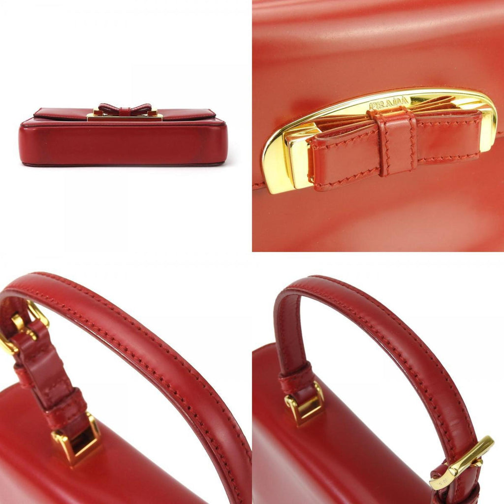 Prada Red Color Leather Handbag