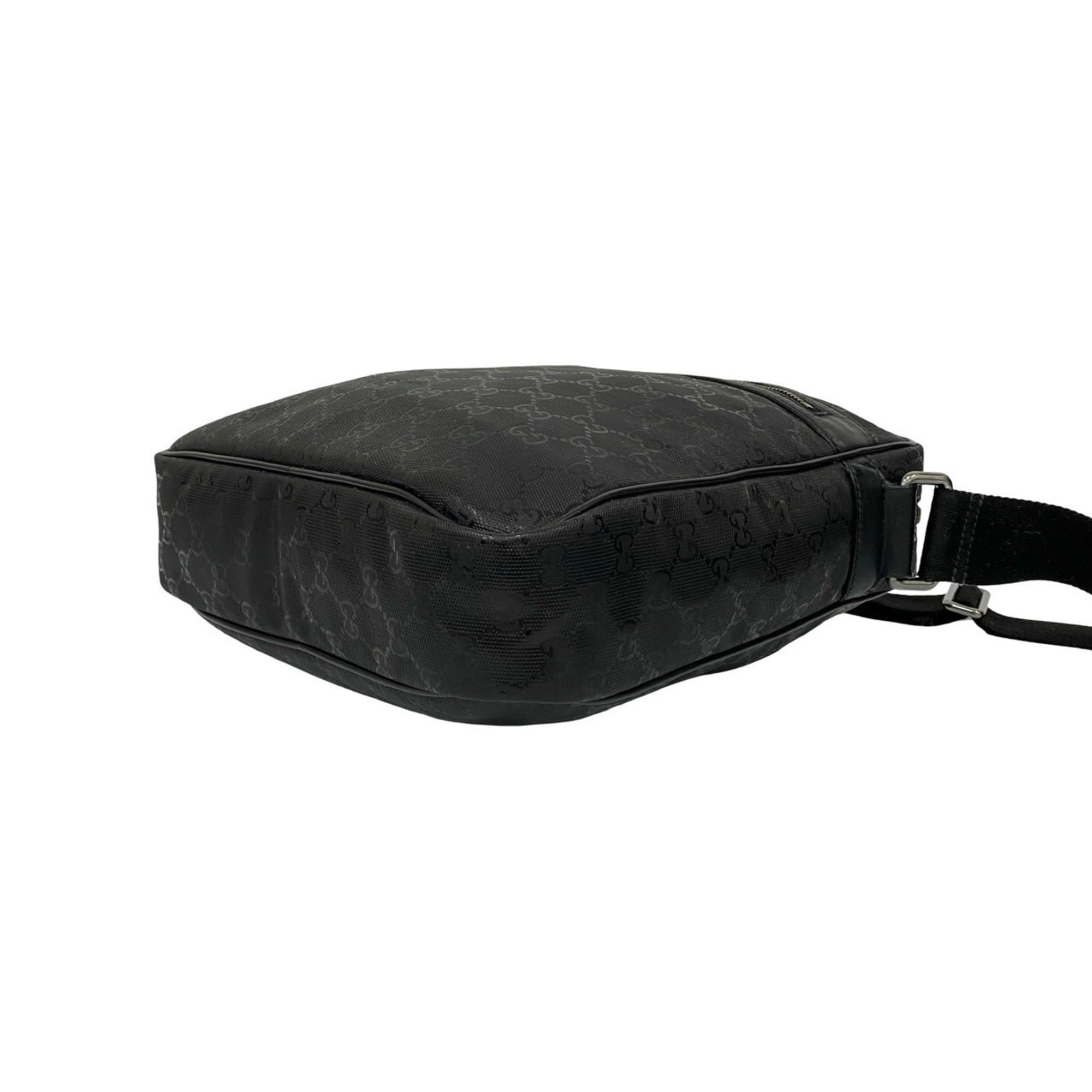 Gucci Black Leather Pvc Messenger Bag Pochette Shoulder Bag (Pre-Owned)