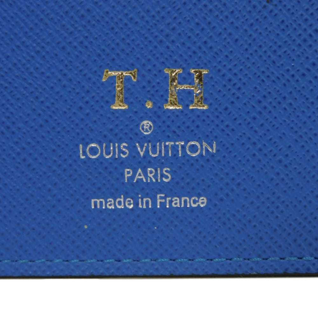 Louis Vuitton Black Blue Noir Taiga Leather Long Wallet