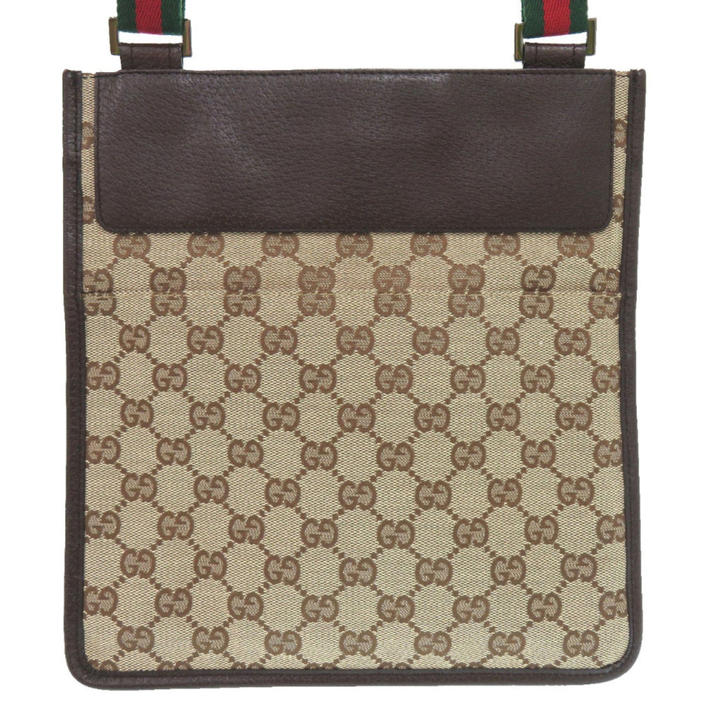 Gucci Brown Green Red Color Gg Canvas Leather Messenger Bag Sling Bag (Pre-Owned)