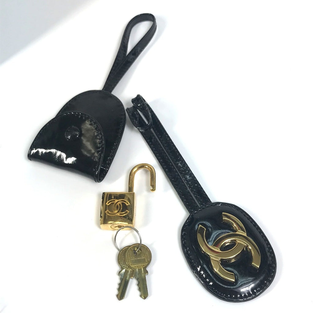 Chanel Black Patent Leather Boston Bag