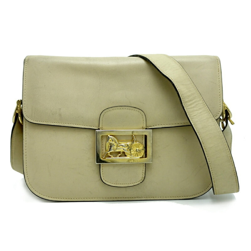 Celine Ivory Leather Shoulder Bag