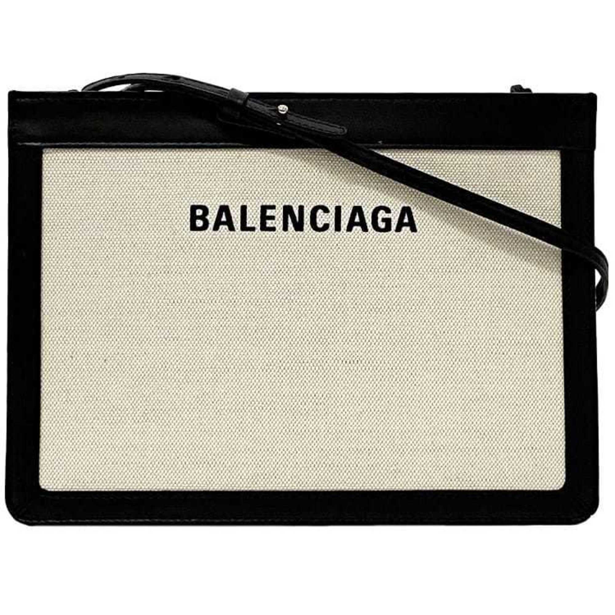 Balenciaga Black White Canvas Shoulder