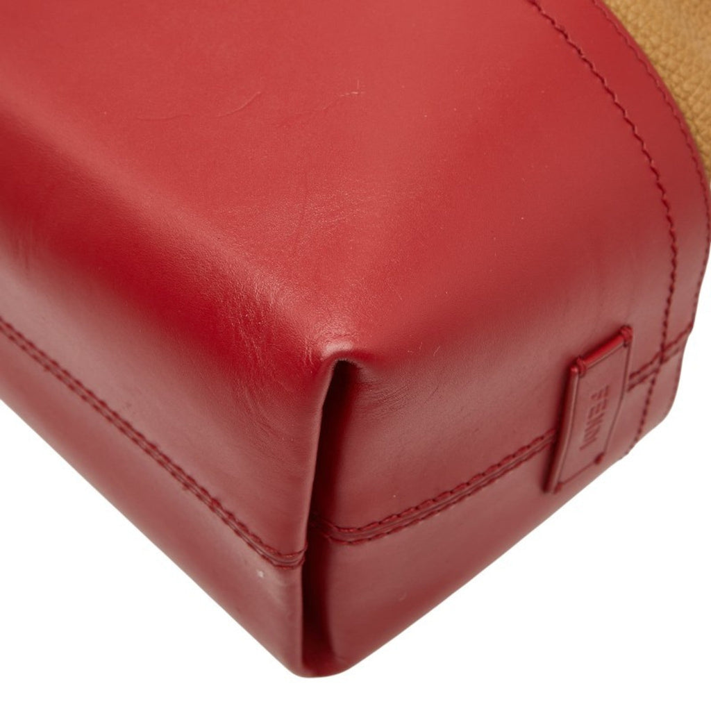Fendi Selleria Red Brown Leather Tote Bag
