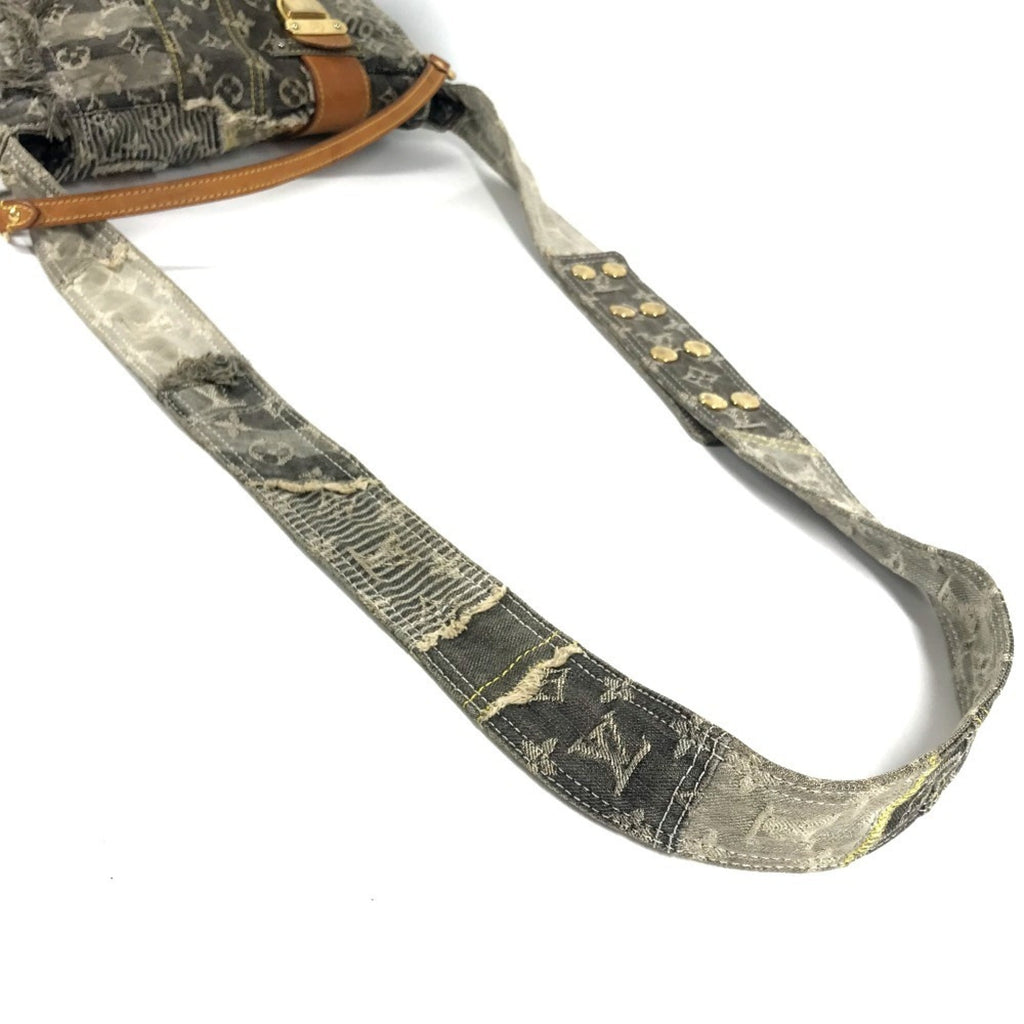 Louis Vuitton Black Gray Monogram Denim Shoulder Bag