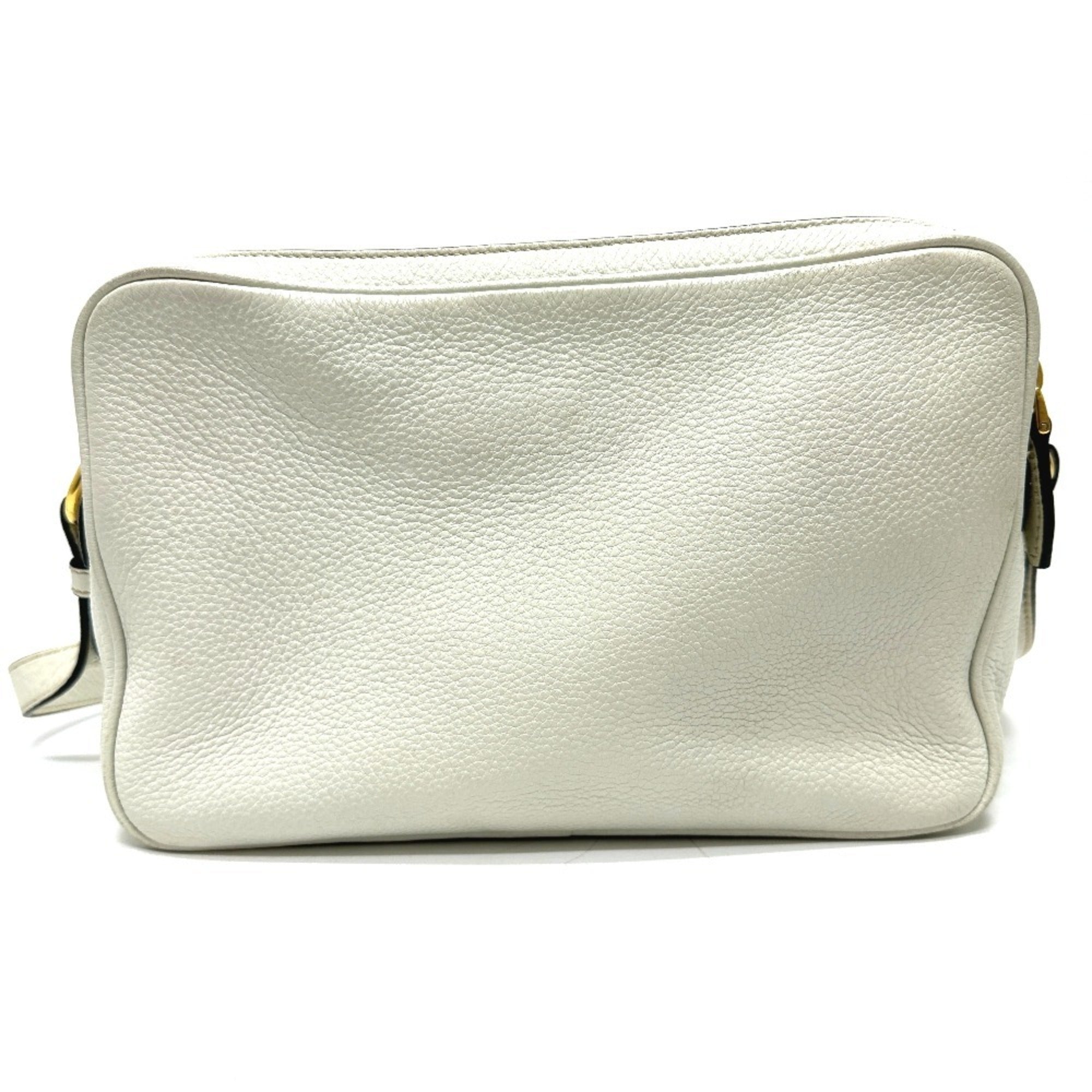 Prada White Leather Pochette Shoulder Bag