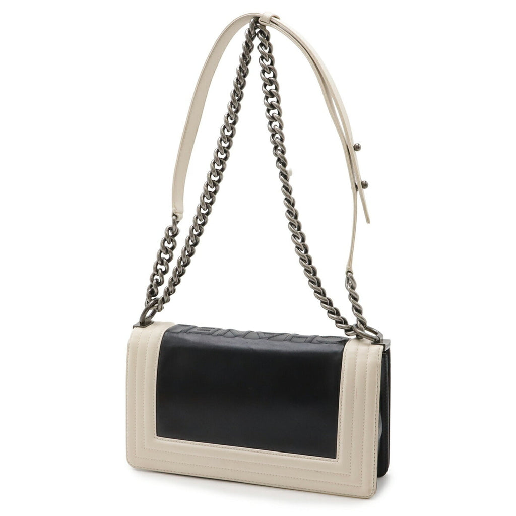 Chanel Black Ivory Leather Shoulder Bag