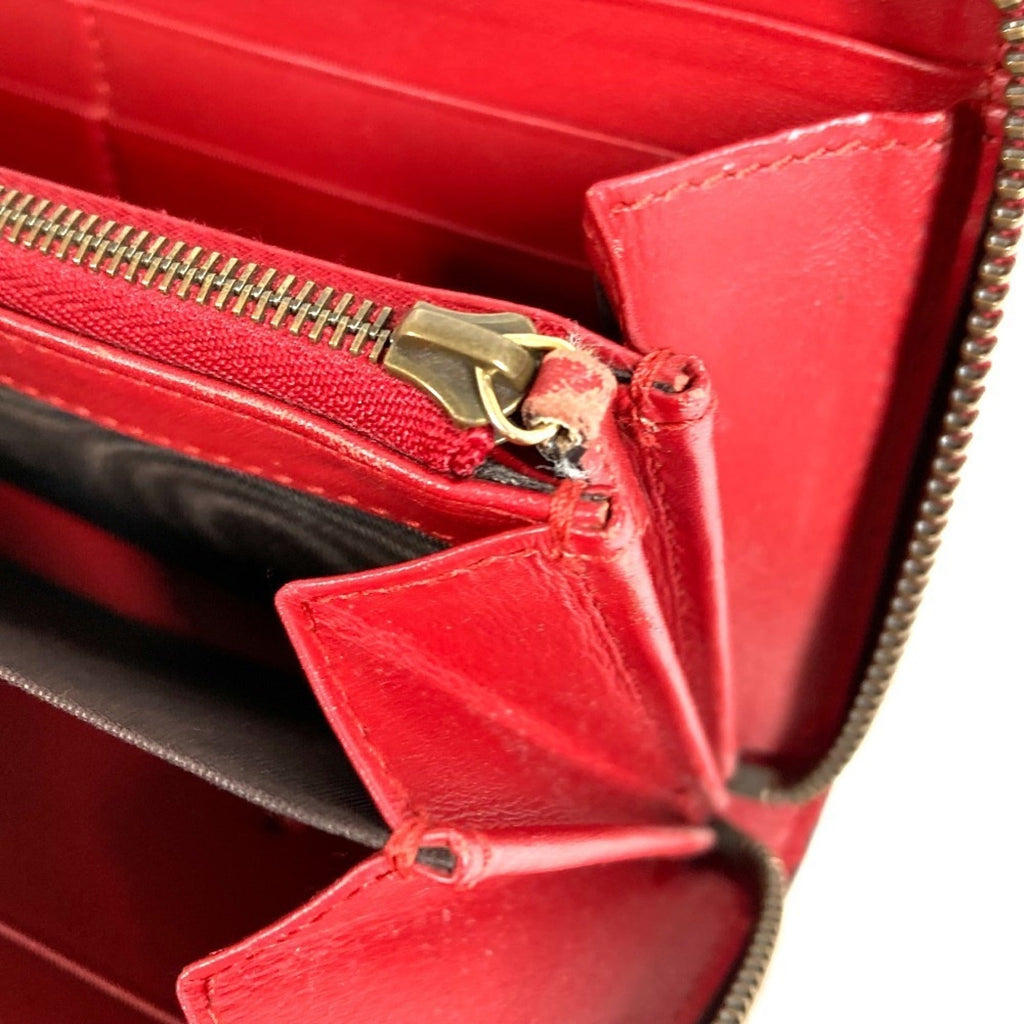 Gucci Gg Supreme Beige Red Color Gg Supreme Leather Long Wallet (Bi-Fold) (Pre-Owned)
