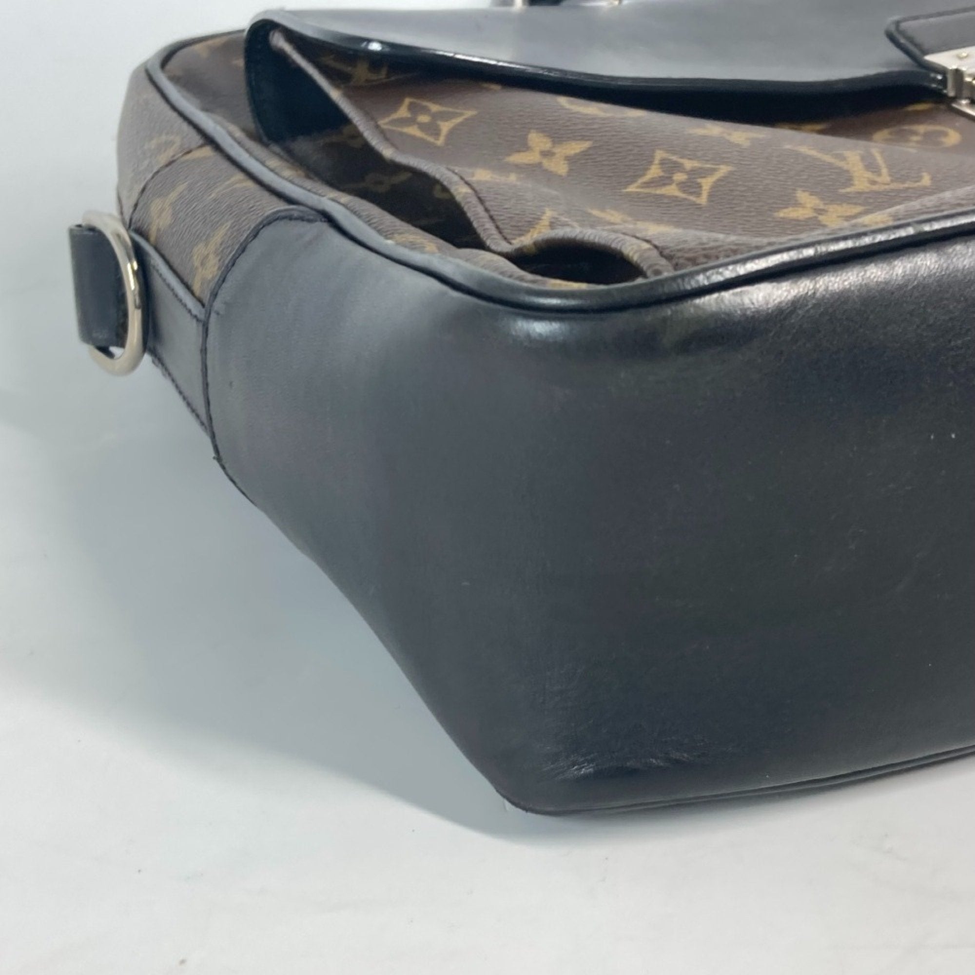 Louis Vuitton Black Brown Galle Monogram Leather Handbag