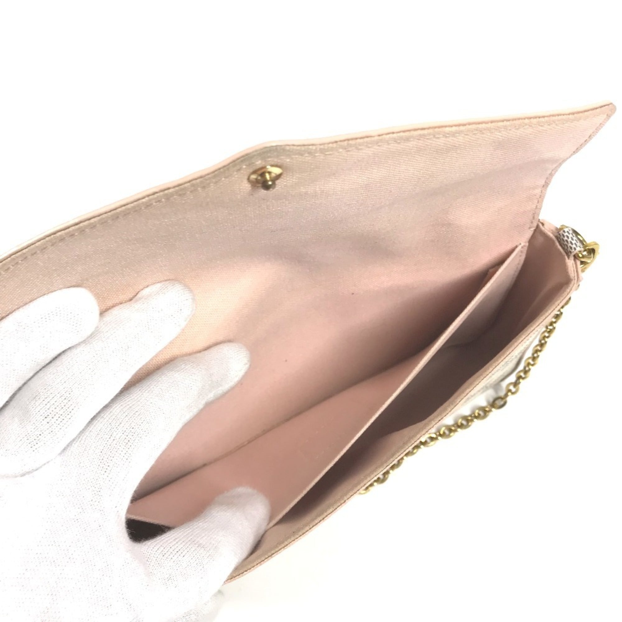 Louis Vuitton Pink White Damier Azur Chain/Shoulder Wallet