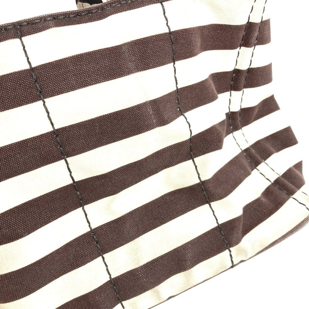 Prada Brown White Canvas Handbag Tote Bag