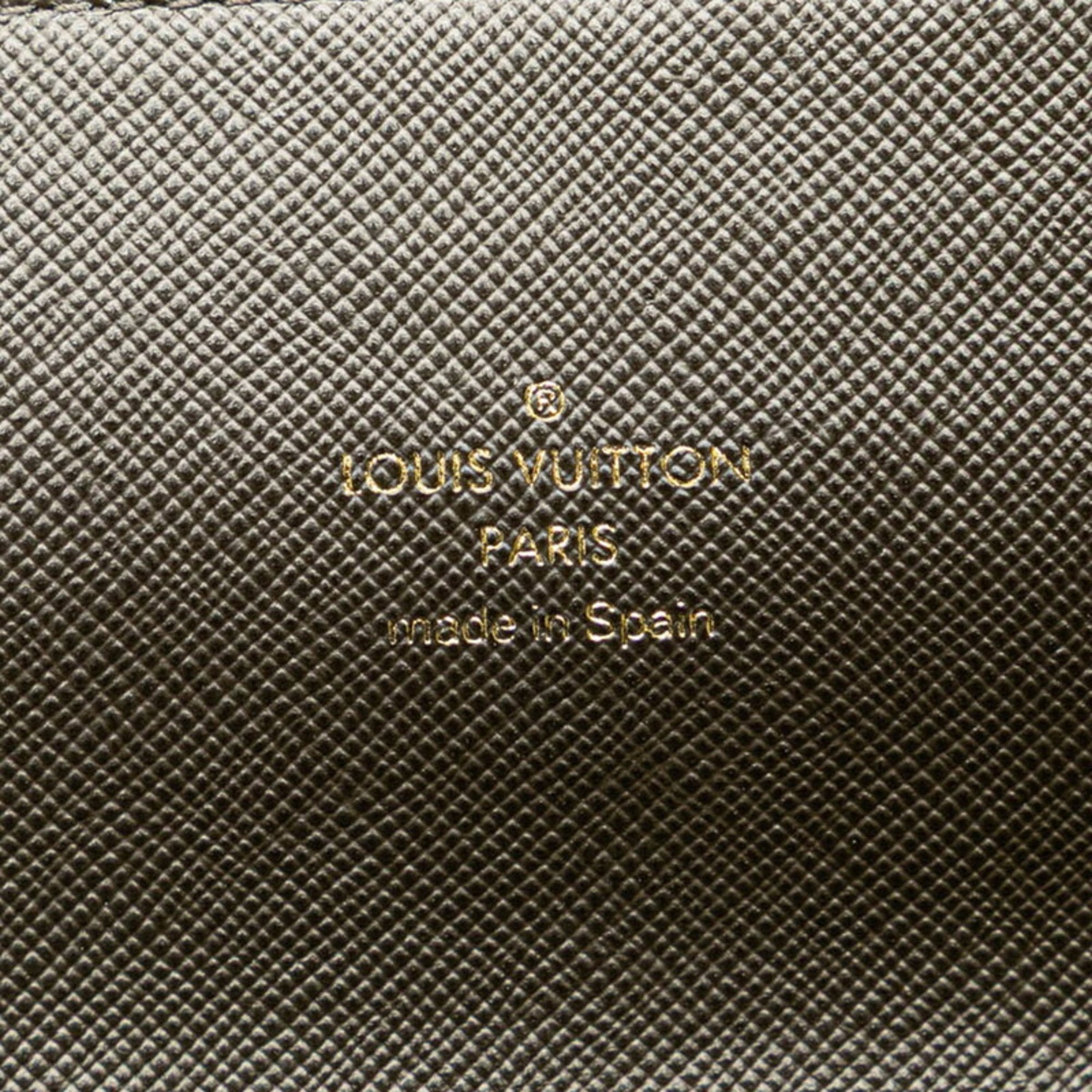 Louis Vuitton Brown Green Canvas Leather Long Wallet