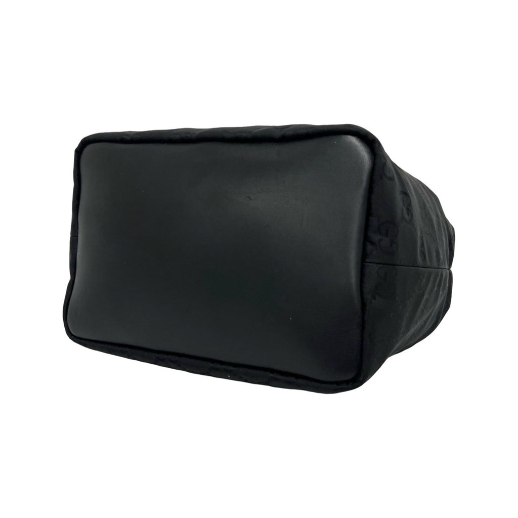 Gucci Black Bamboo Leather Nylon Handbag Shoulder Bag (Pre-Owned)