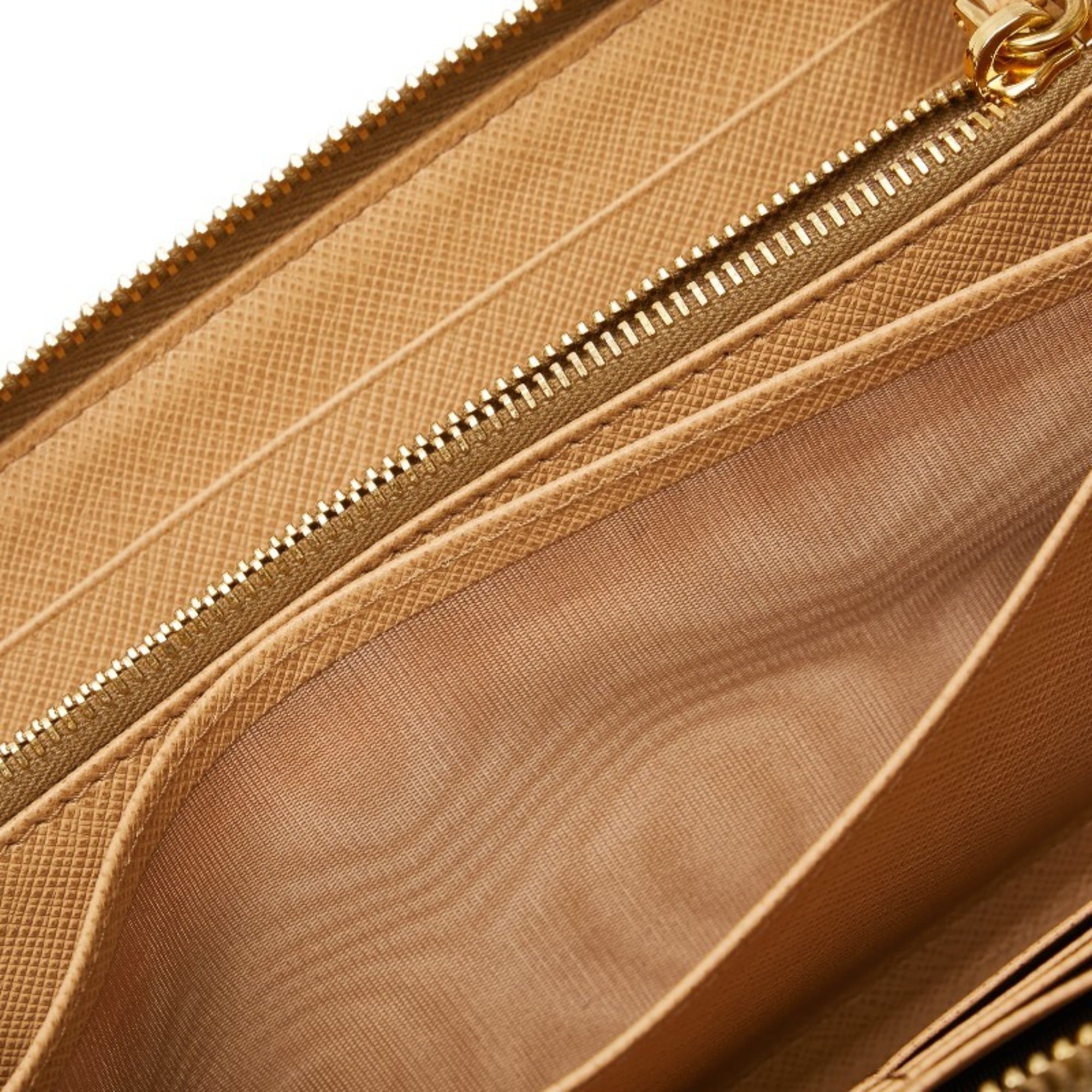 Prada Beige Leather Long Wallet (Bi-Fold)
