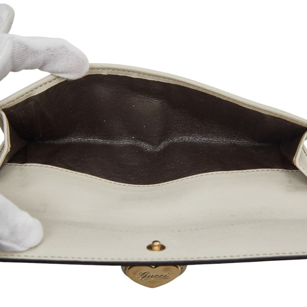 Gucci Beige White Canvas Leather Coin Purse/Coin Case (Pre-Owned)