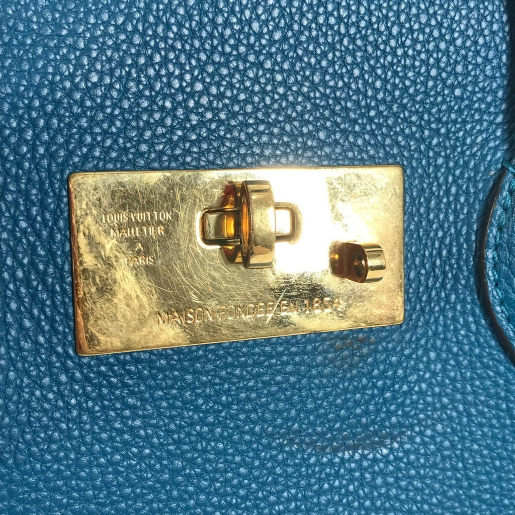 Louis Vuitton Blue Leather Shoulder Bag Tote Bag