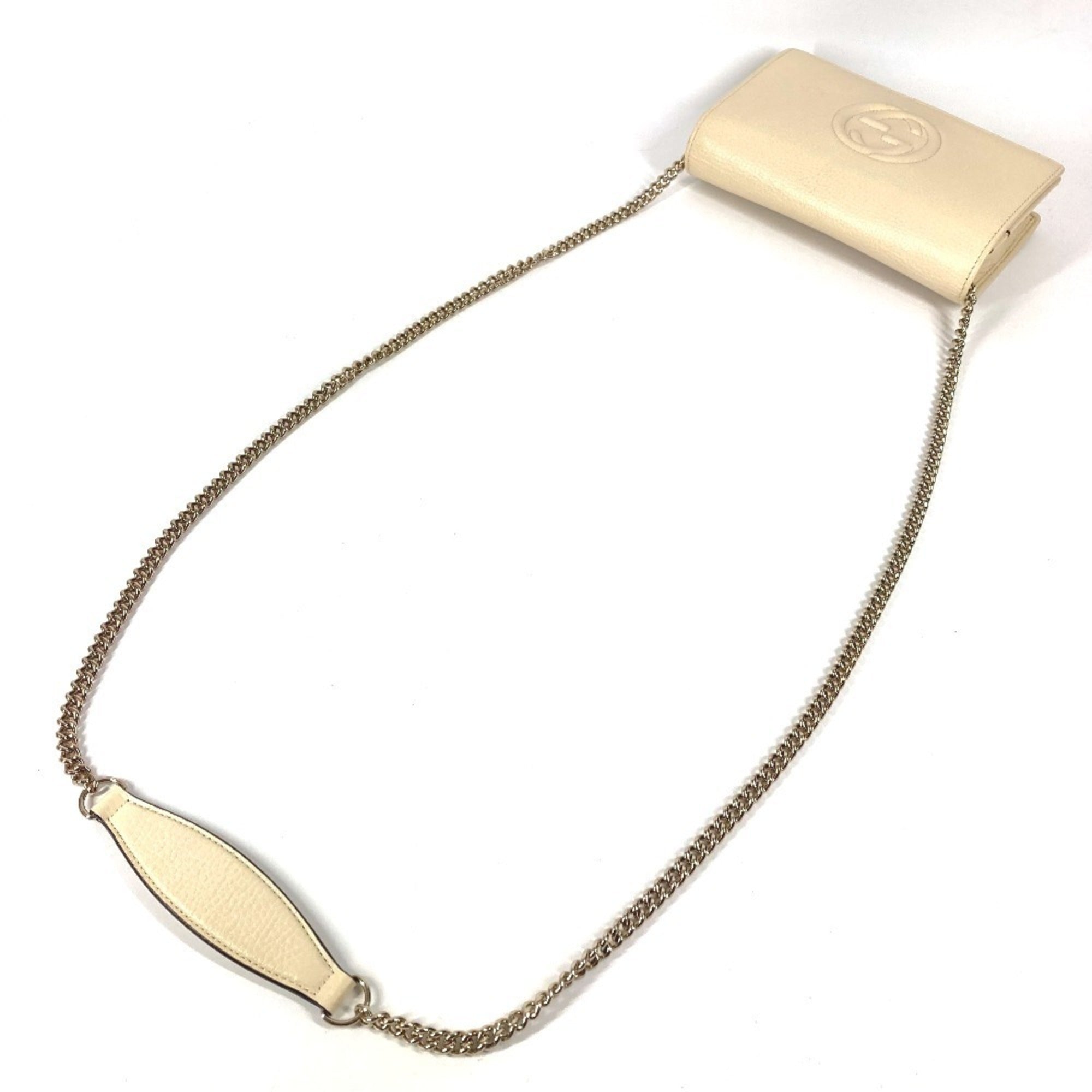 Gucci Ivory Leather Chain/Shoulder Wallet (Pre-Owned)