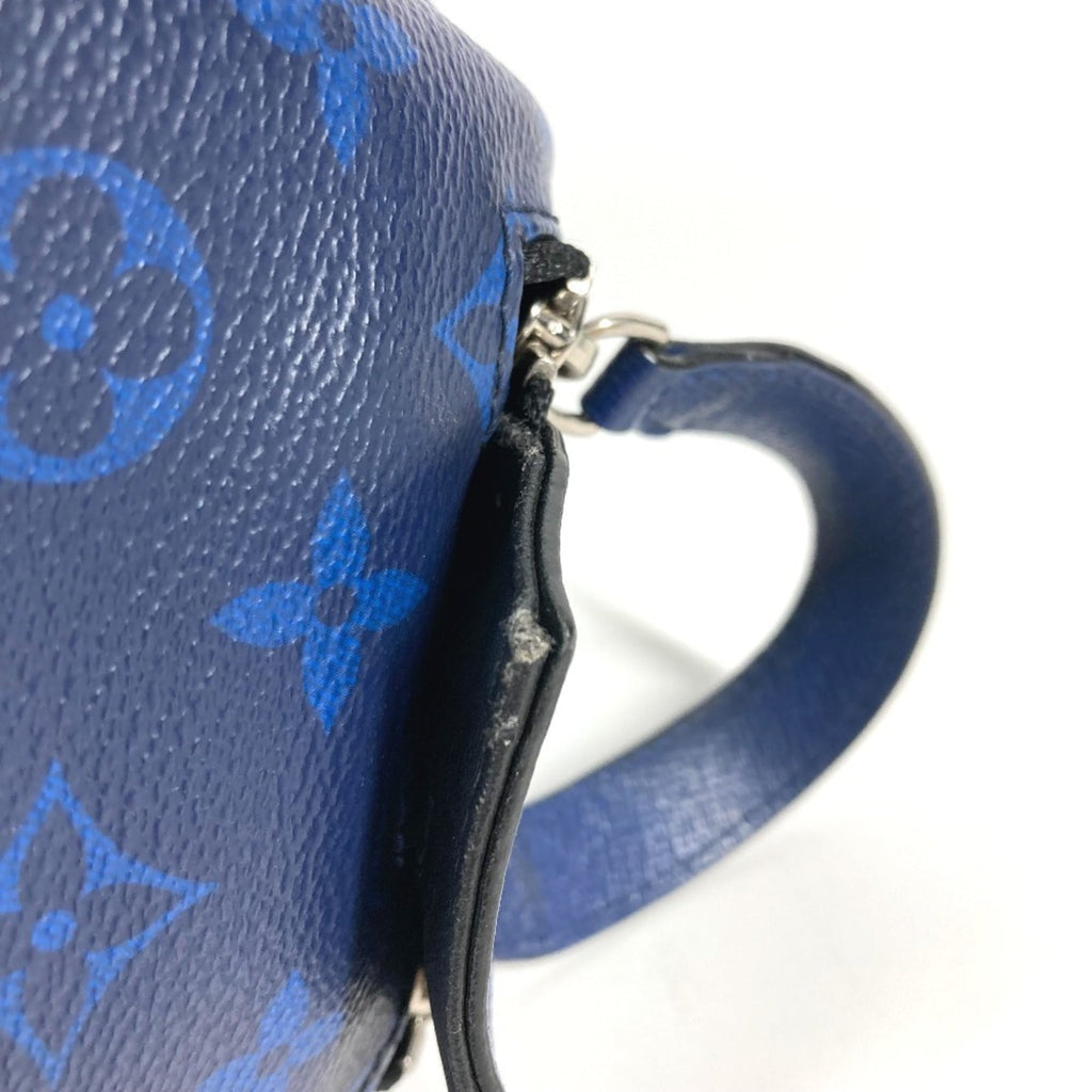 Louis Vuitton Blue Taiga Leather Monogram Canvas Leather Clutch Bag Handbag Pouch