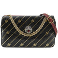 Gucci Black Red Color Leather Shoulder Bag (Pre-Owned)