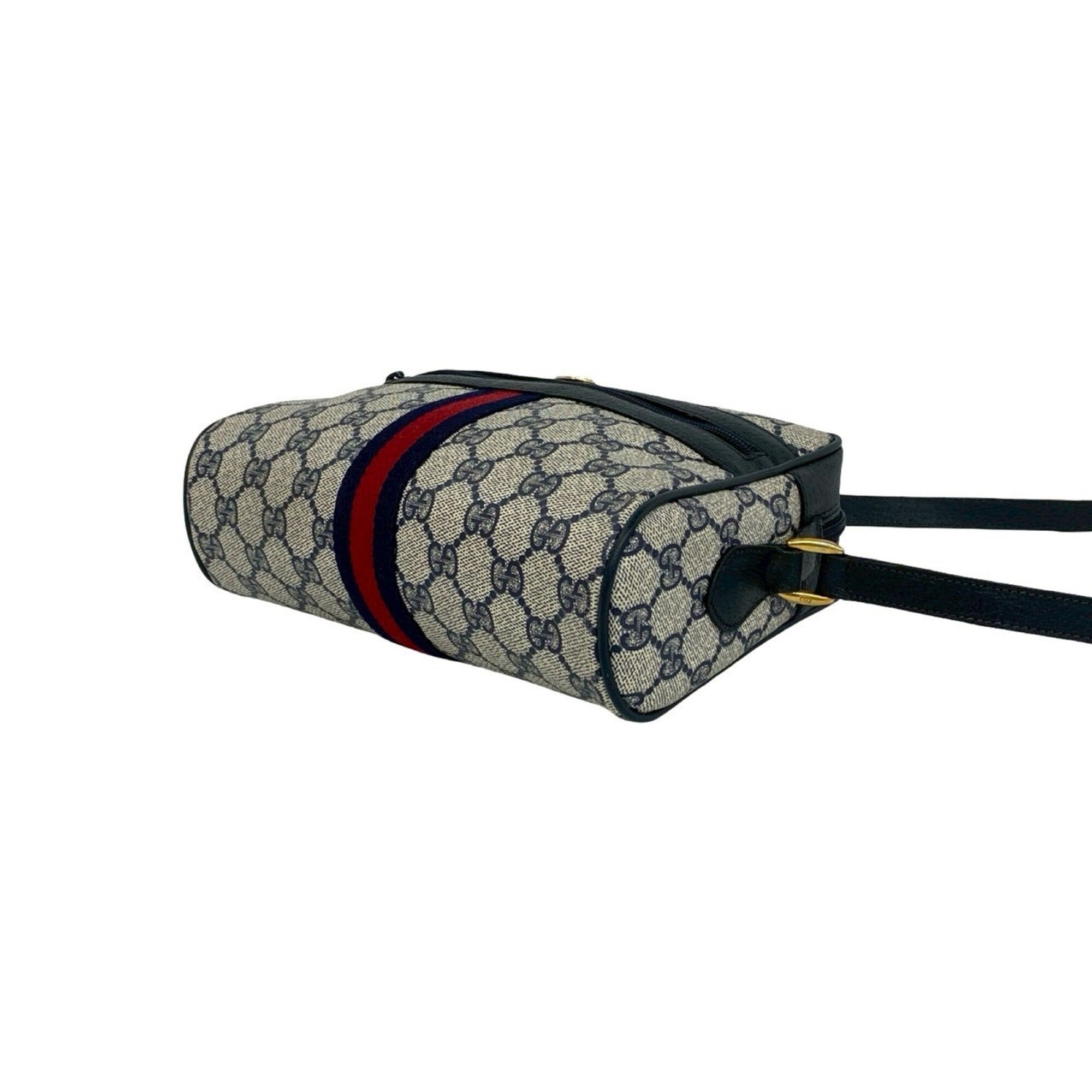 Gucci Navy Red Color Pvc Leather Shoulder Bag (Pre-Owned)