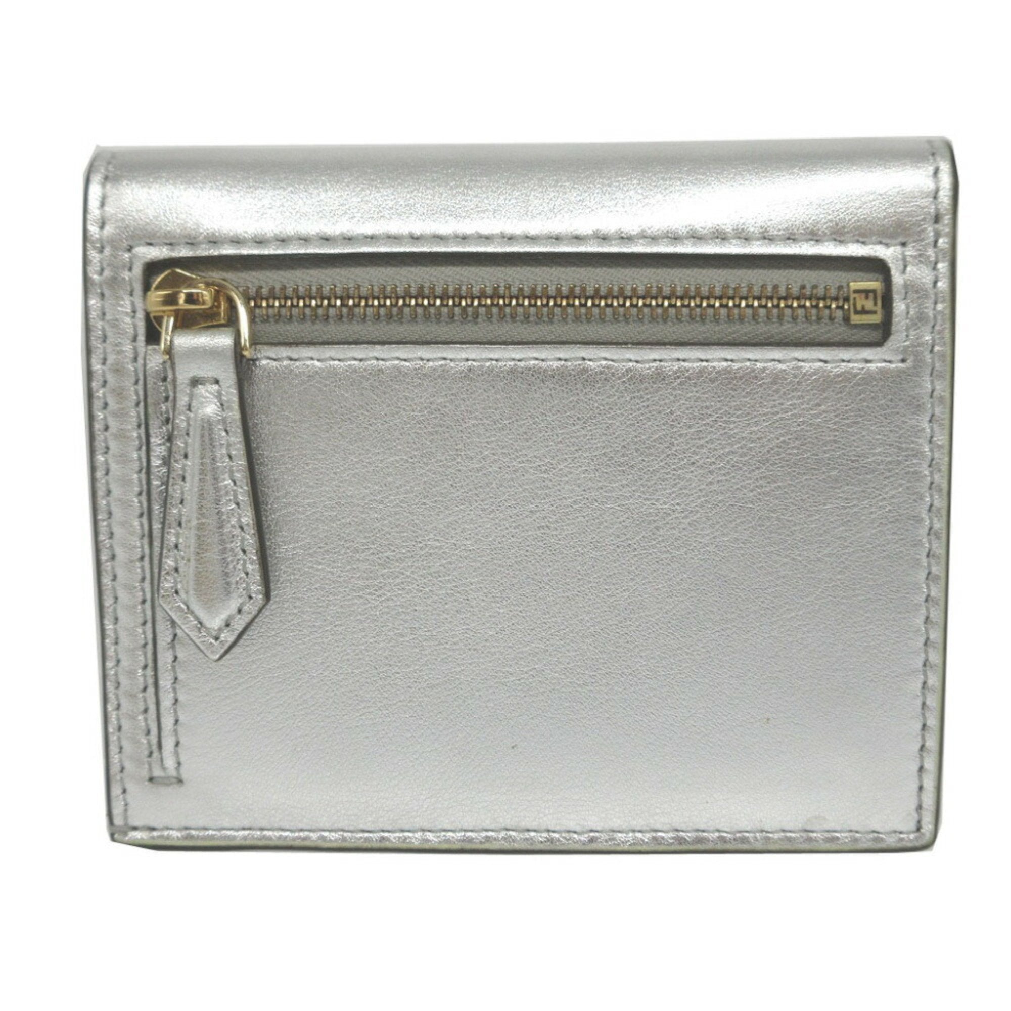 Fendi Silver Leather Wallet (Bi-Fold)