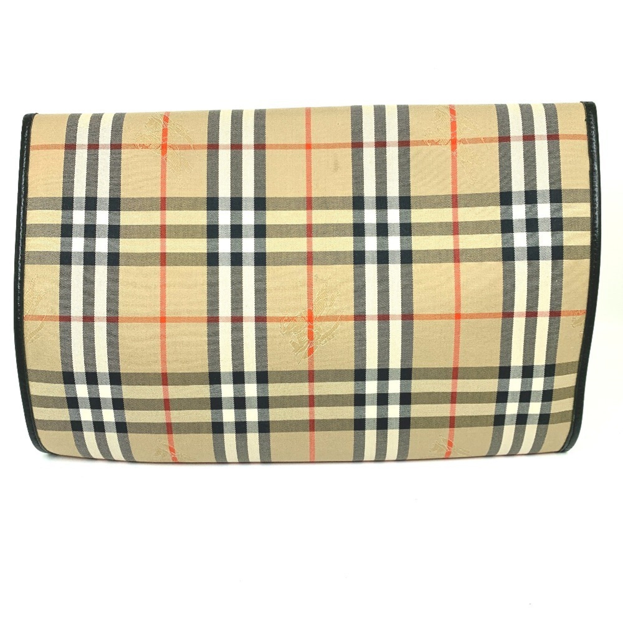 Burberry Beige Canvas Leather Clutch Bag