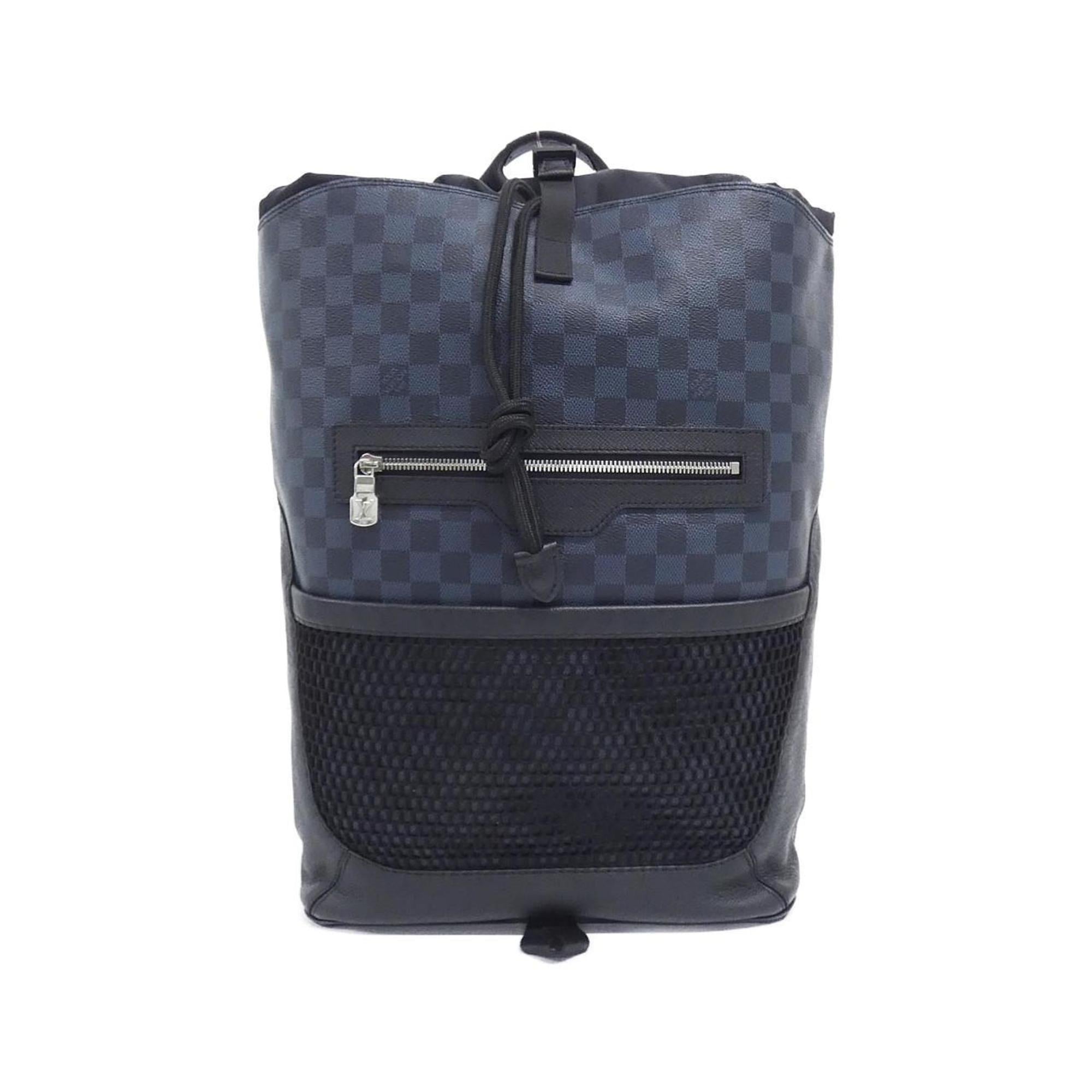 Louis Vuitton Black Cobalt Coated Canvas Leather Backpack