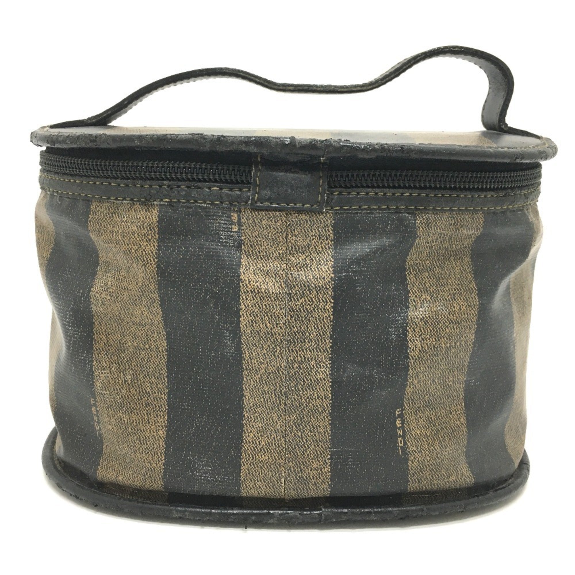 Fendi Black Brown Pvc Leather Pouch Vanity Bag