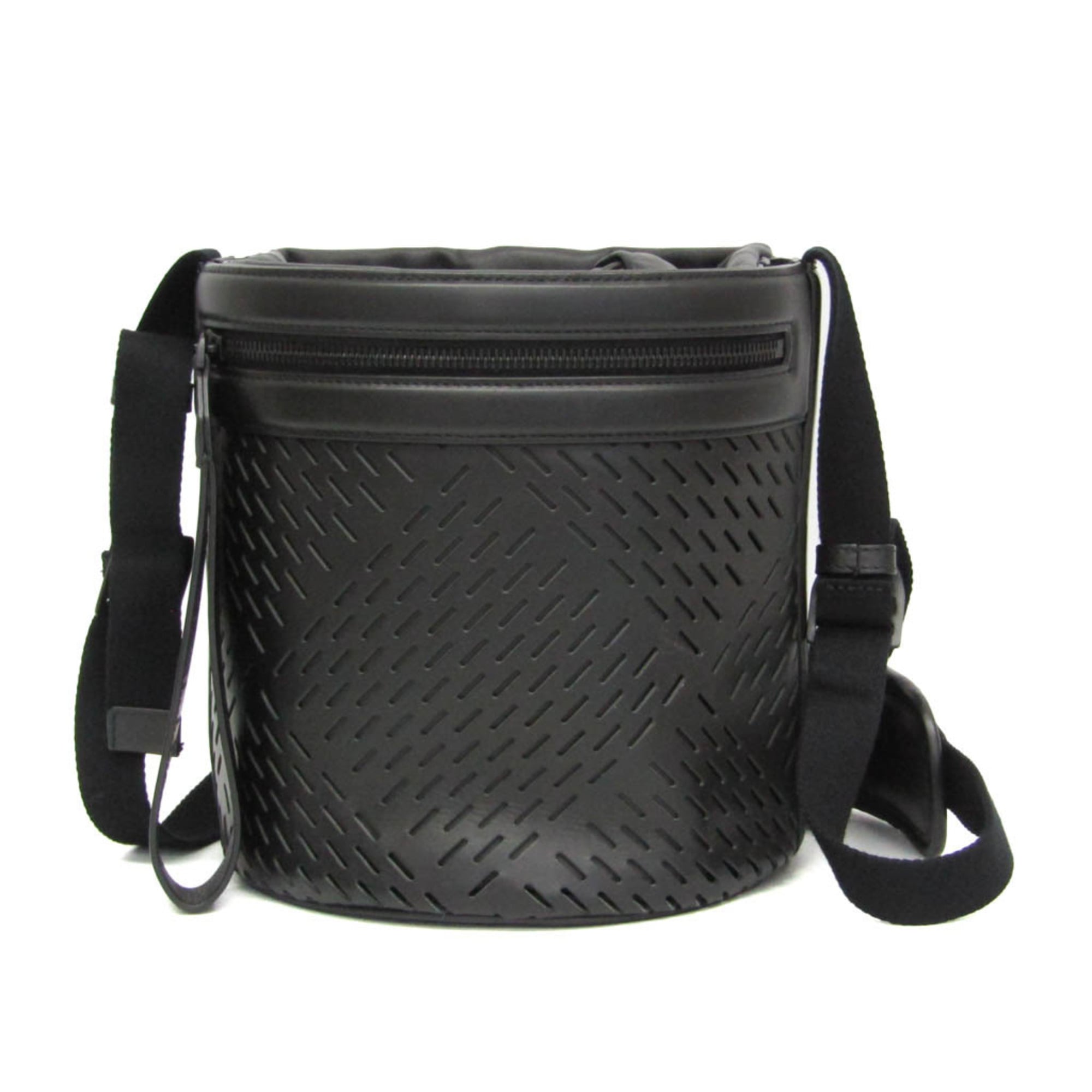 Bottega Veneta Paper Bucket Bag Perforated Leather Black Leather Shoulder Bag Bag