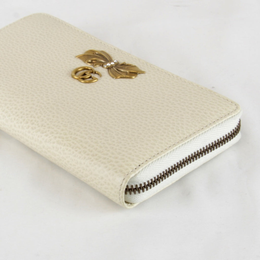 Gucci White Leather Long Wallet (Bi-Fold) (Pre-Owned)