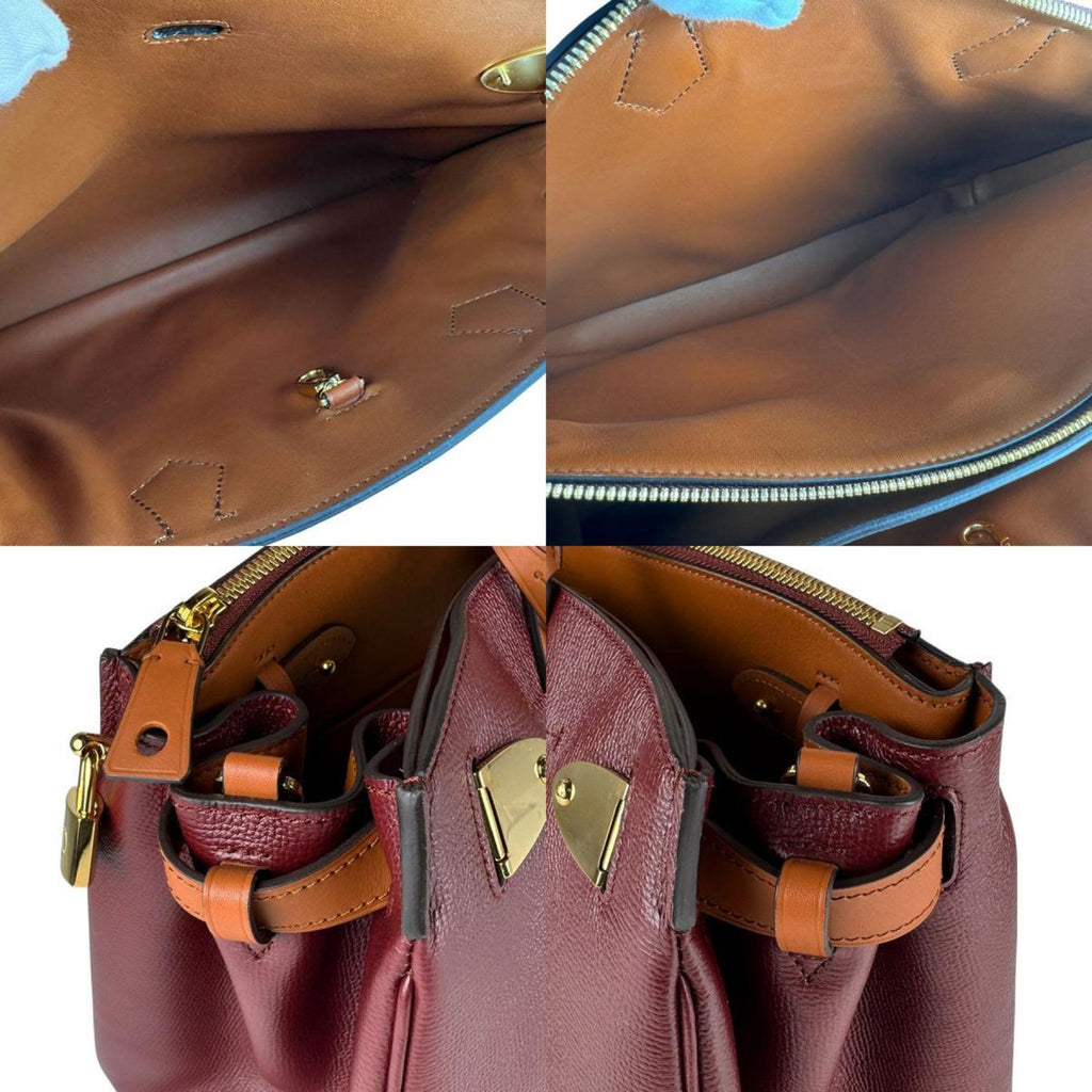 Louis Vuitton Brown Burgundy Leather Handbag Shoulder Bag