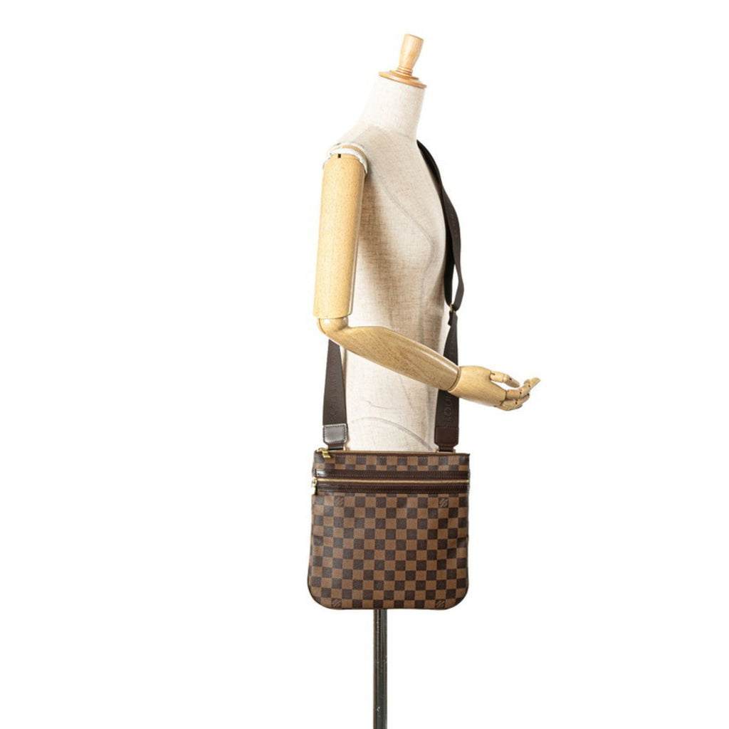 Louis Vuitton Damier Brown Damier Canvas Pvc Leather Pochette Shoulder Bag