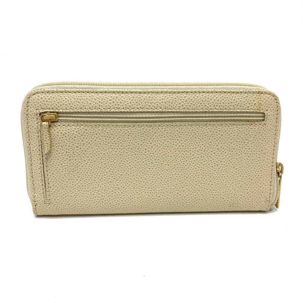 Chanel Beige Leather Long Wallet (Bi-Fold)