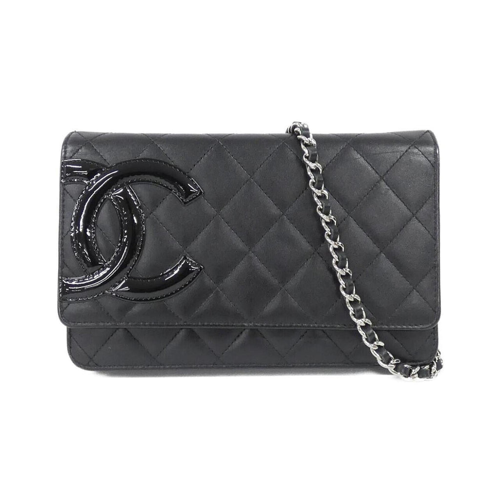 Chanel Cambon Black Leather Chain/Shoulder Wallet