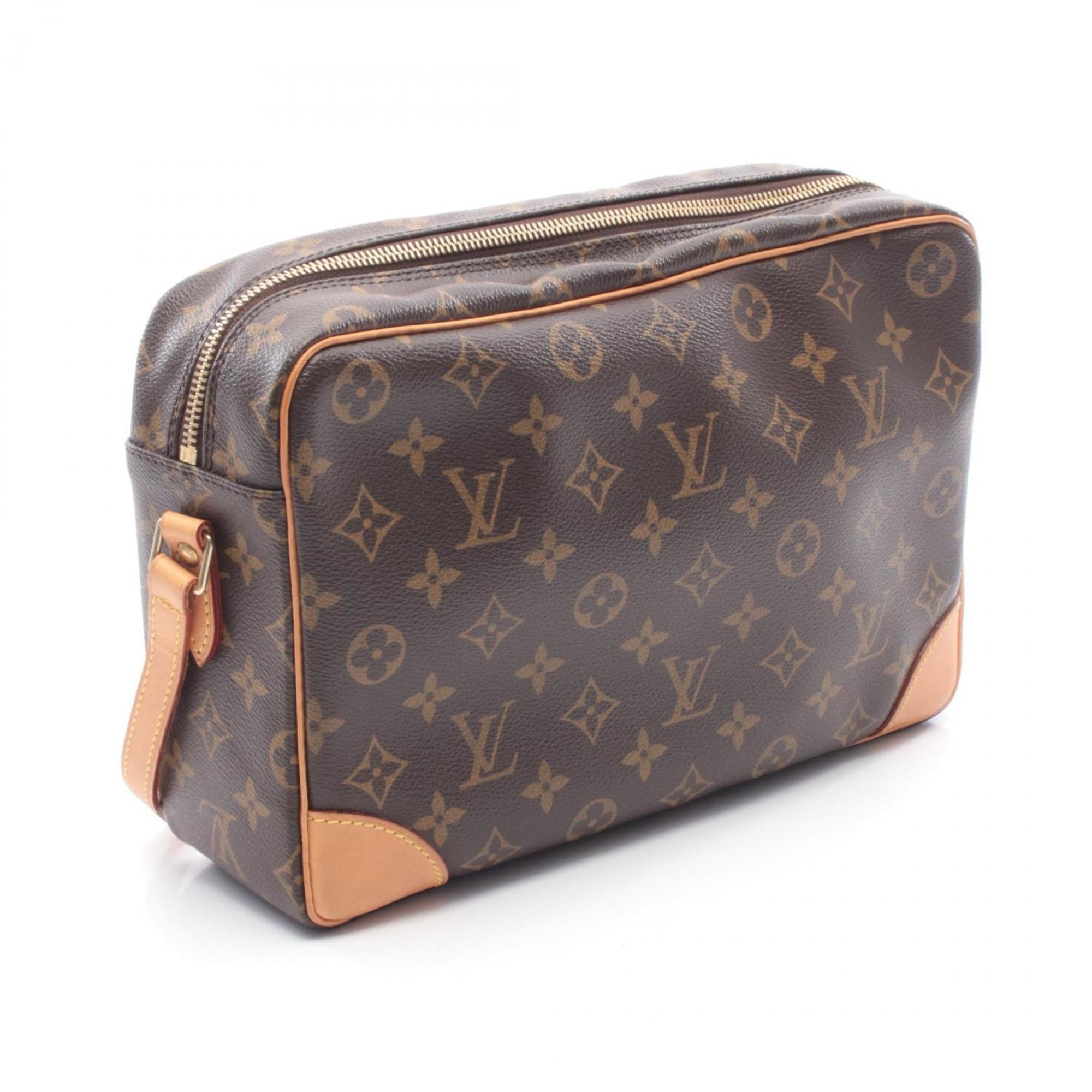 Louis Vuitton Brown Coated Canvas Leather Handbag Shoulder Bag