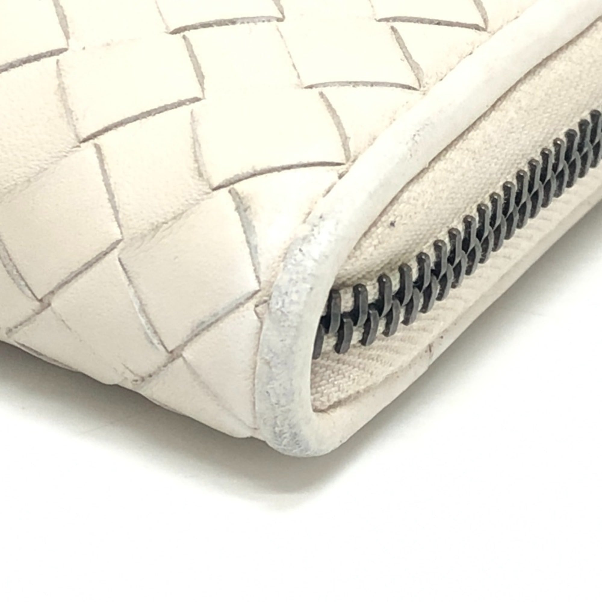 Bottega Veneta White Intrecciato Long Wallet (Bi-Fold)