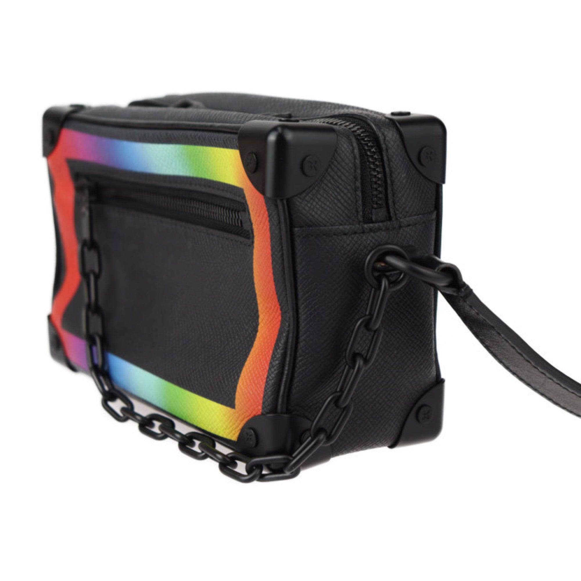 Louis Vuitton Black Multi-Color Taiga Leather Handbag Pochette Shoulder Bag