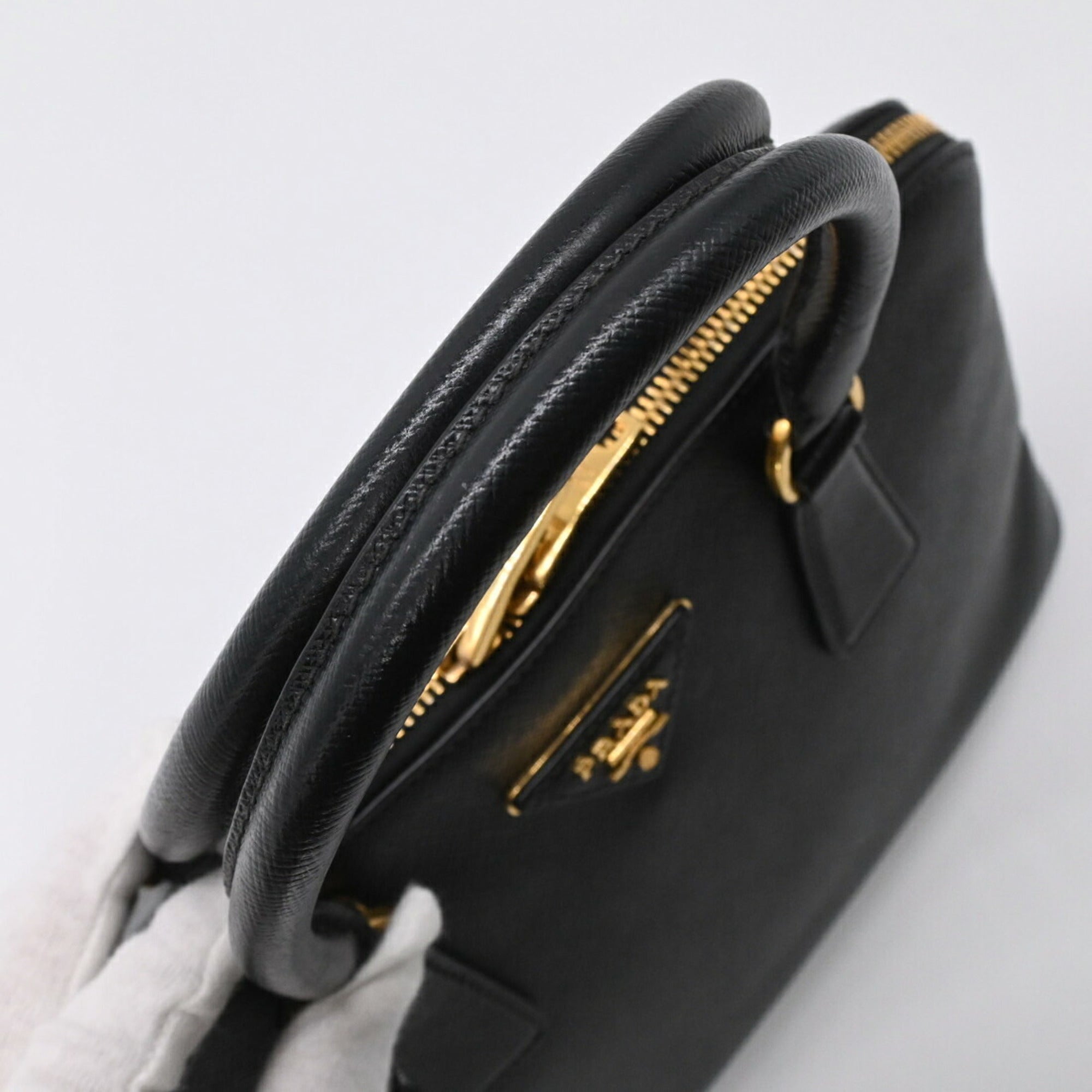 Prada Black Saffiano Triangle Handbag