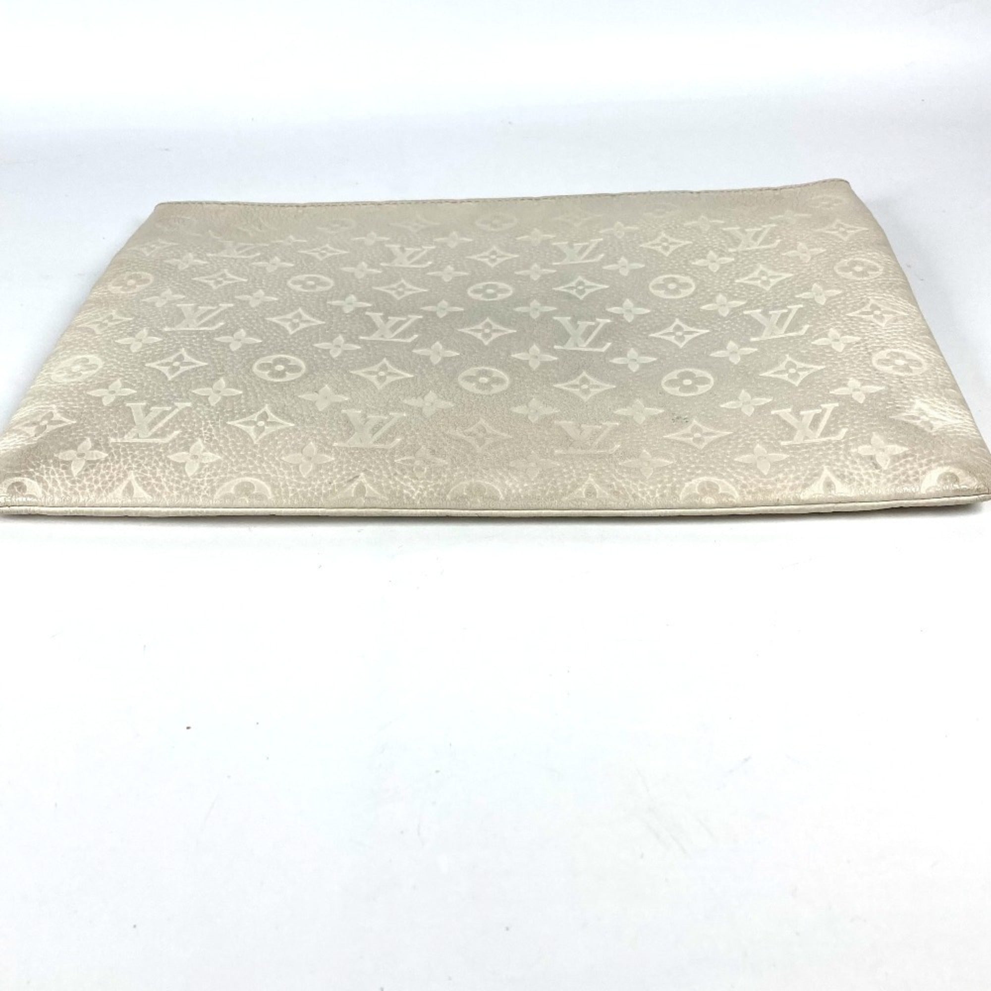 Louis Vuitton White Leather Clutch Bag Pochette Pouch