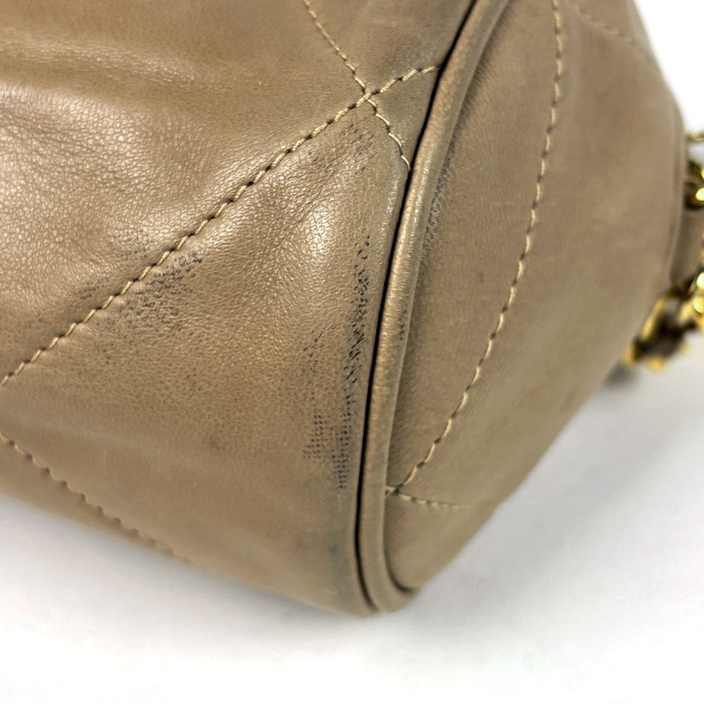 Chanel Matelasse Beige Leather Shoulder Bag