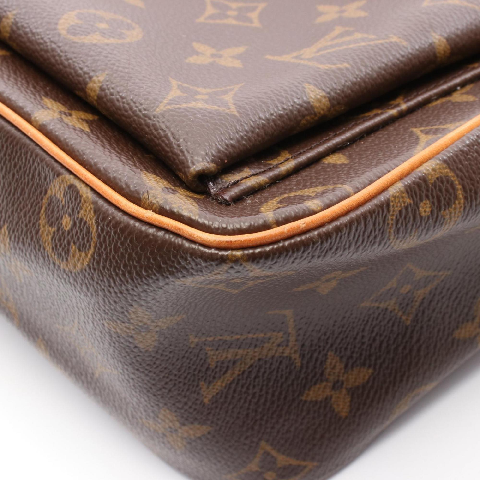 Louis Vuitton Monogram Brown Coated Canvas Leather Shoulder Bag