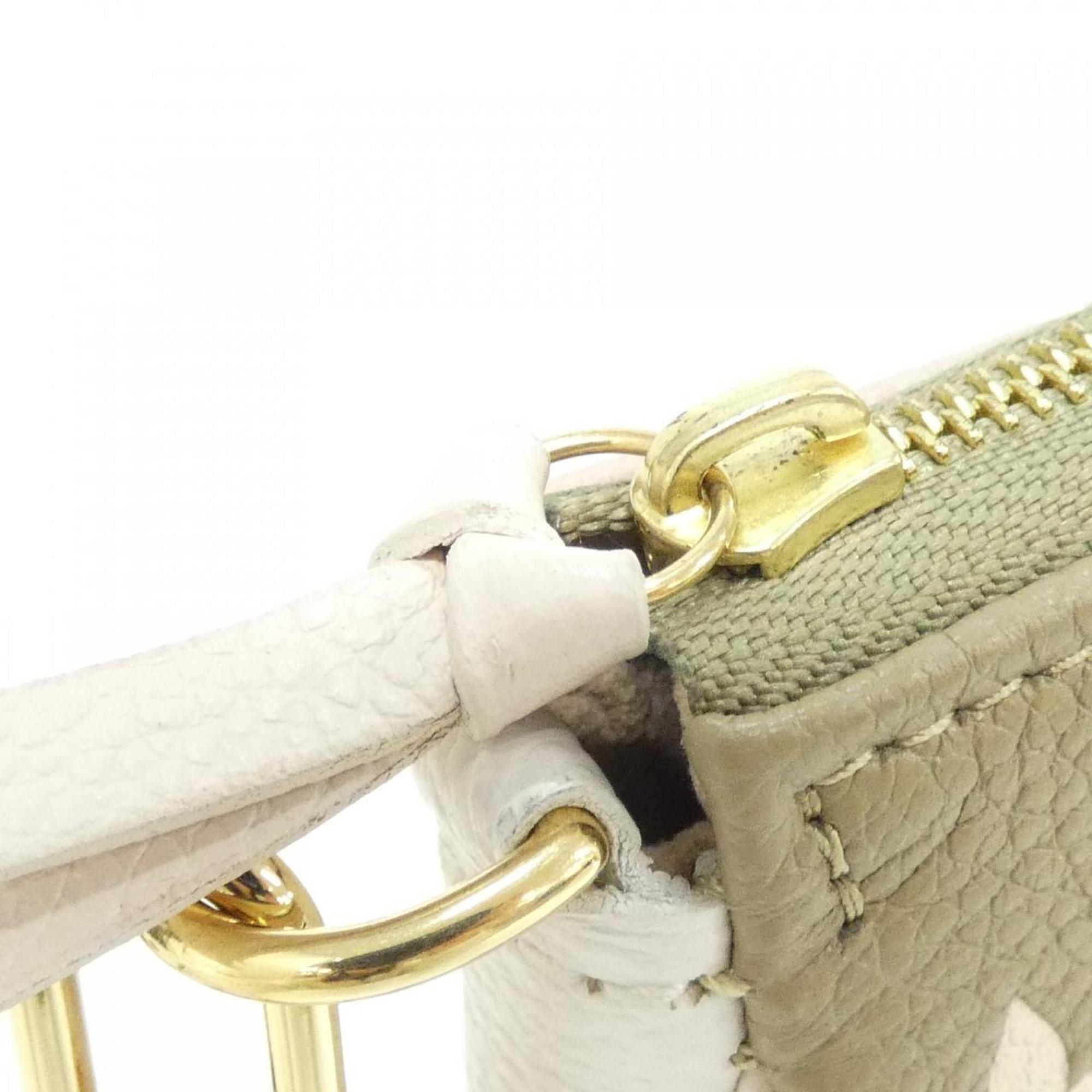 Louis Vuitton Beige Khaki Leather Pochette Pouch