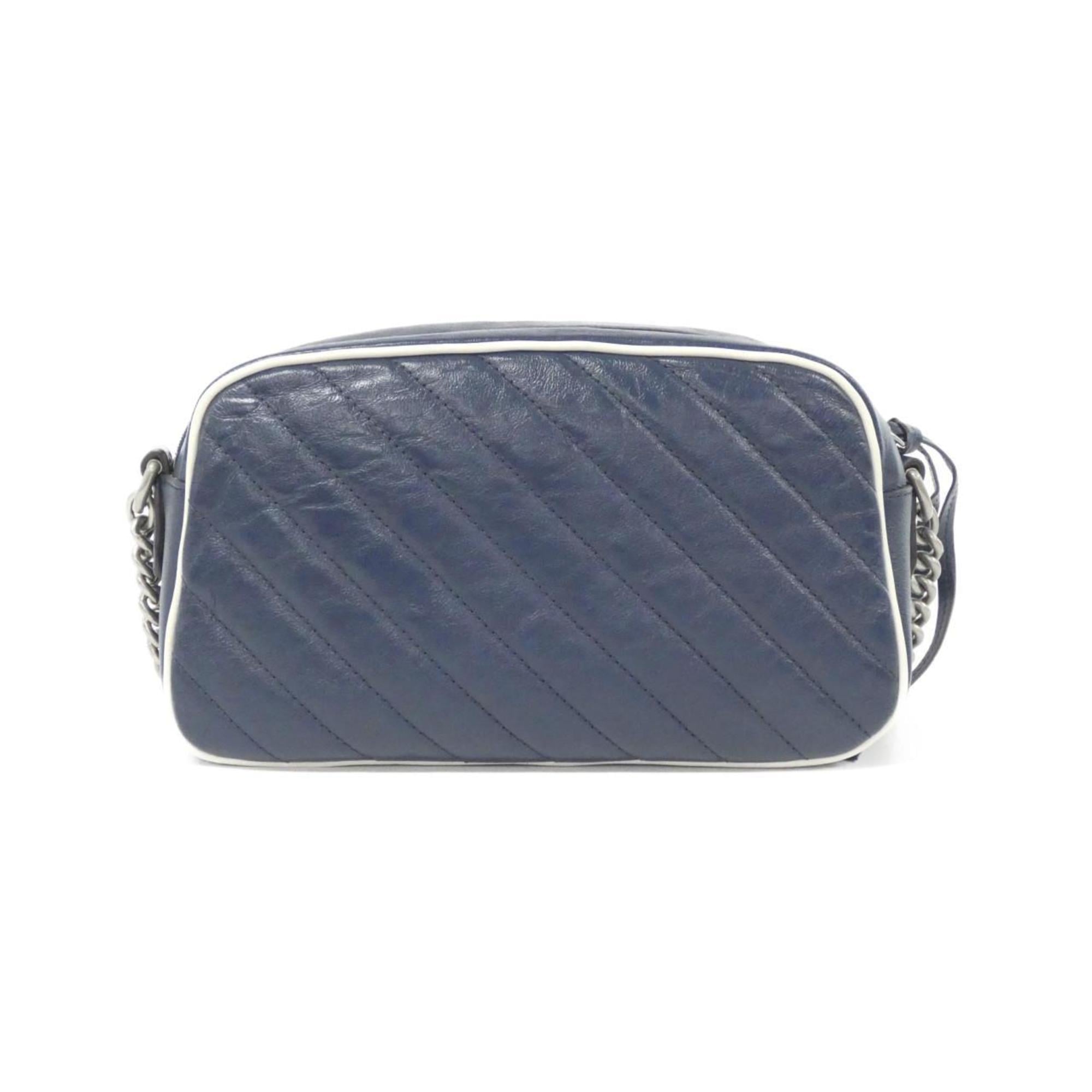 Gucci Gg Marmont Blue White Leather Shoulder Bag (Pre-Owned)